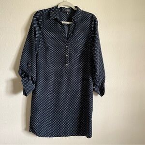 The Limited Navy Long Sleeve Shirt Dress Medium